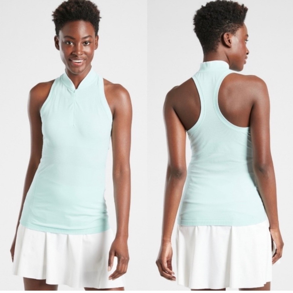 Athleta Momentum Polo Tank Top 1/4 zip Collared Racerback